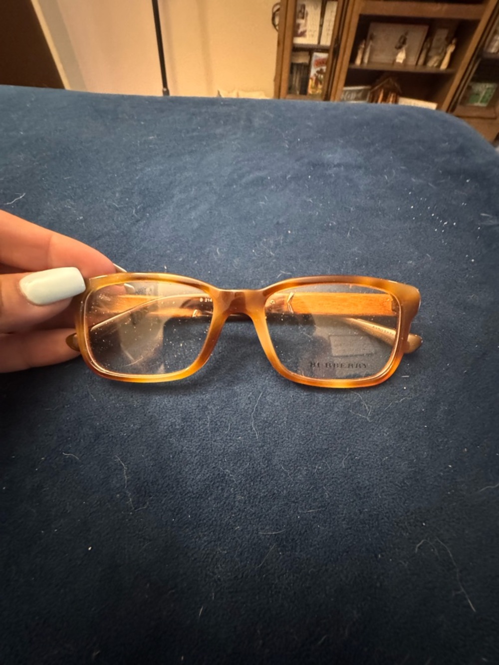 Burberry Amber/Tortoiseshell Rectangular Eyeglass Frames